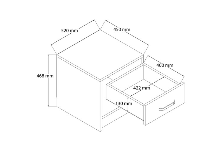 Κομοδίνο 3622 Grande , 52x45x46,8 εκ., All4home