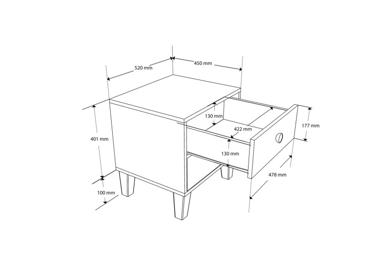 Κομοδίνο, 3690 Lisa , 52x45x50,1εκ., All4home
