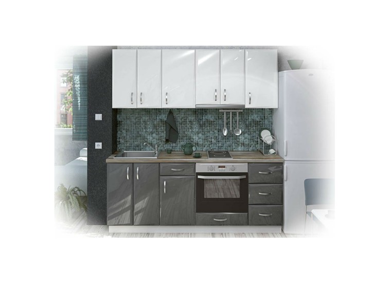 Σύνθεση Κουζίνας μήκους 2.00 μ, MDF Gloss 200 , Genomax | All4home Σύνθεση Κουζίνας μήκους 2.00 μ, MDF Gloss 200 , Genomax