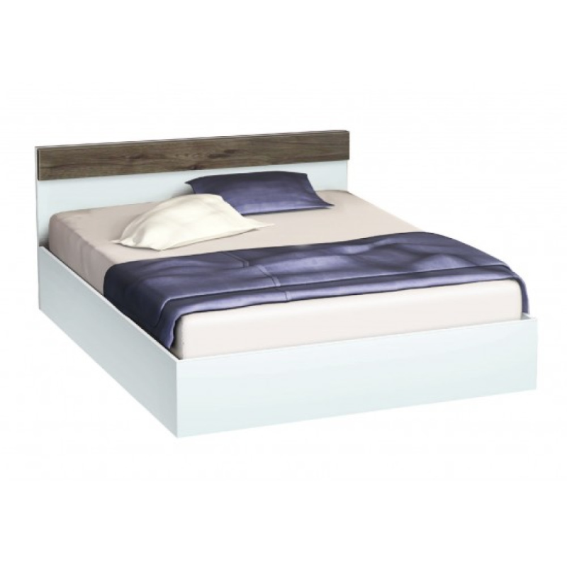 Κρεβάτι ξύλινο ημίδιπλο AVA Λευκό/Καρύδι 120/190, 194/68/124 εκ., Genomax