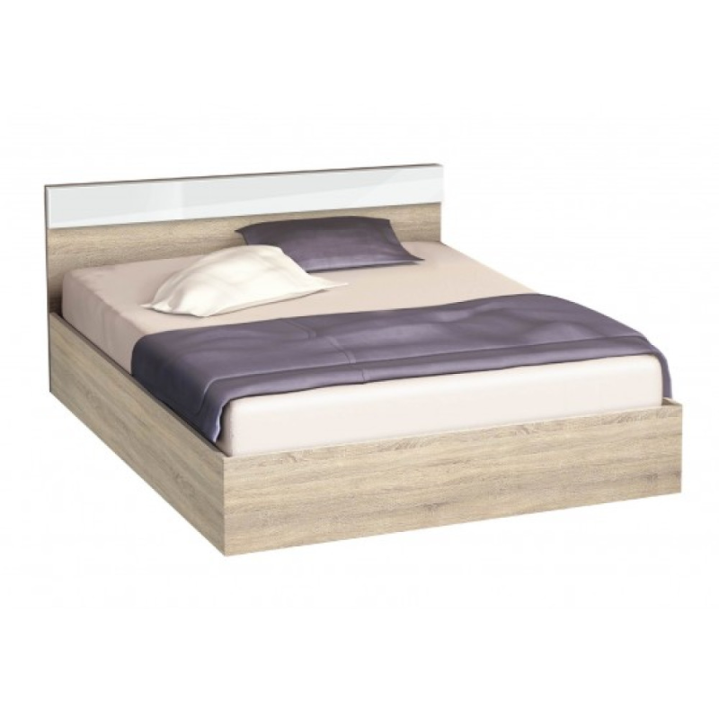 Κρεβάτι ξύλινο διπλό AVA Σόνομα/Λευκό γυαλιστερό 140/200, 204/68/144 εκ., Genomax