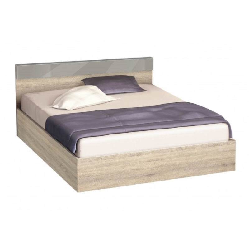 Κρεβάτι ξύλινο ημίδιπλο AVA Σόνομα/Γκρι γυαλιστερό, 120/190, 194/68/124 εκ., Genomax