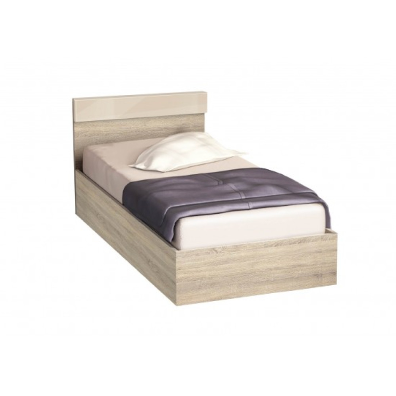 Κρεβάτι ξύλινο ημίδιπλο AVA Σόνομα/Κρεμ γυαλιστερό 120/190, 194/68/124 εκ., Genomax