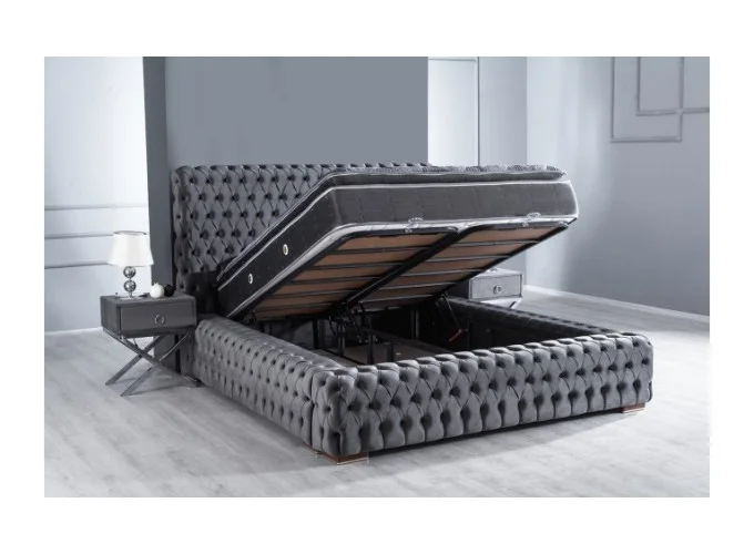 Κρεβάτι υφασμάτινο Oxford με αποθηκευτικό χώρο, 90x190 εκ., All4home