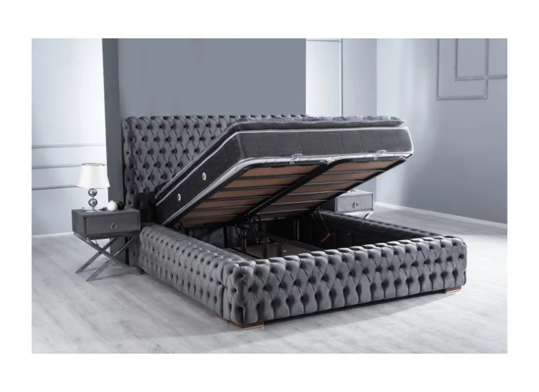 Κρεβάτι υφασμάτινο Oxford με αποθηκευτικό χώρο, 140x200 εκ., All4home