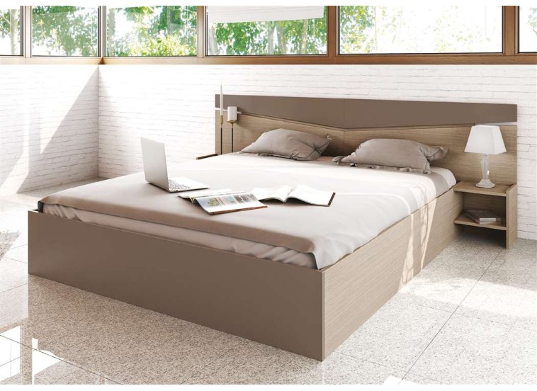 Σετ κρεβατοκάμαρας 3 τεμαχίων,1212007 Μόκα/Latte, με ΔΩΡΟ κουβέρτα. και μηχανισμό ανύψωσης, 226x78x206 εκ., Genomax