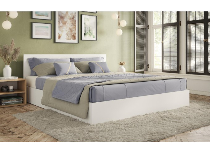 Κρεβάτι ξύλινο διπλό High Λευκό, 160/200, 204/90/164 εκ., Genomax