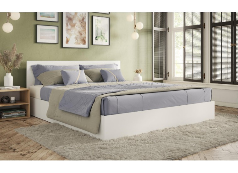 Κρεβάτι ξύλινο διπλό High Λευκό, 140/200, 204/90/144 εκ., Genomax