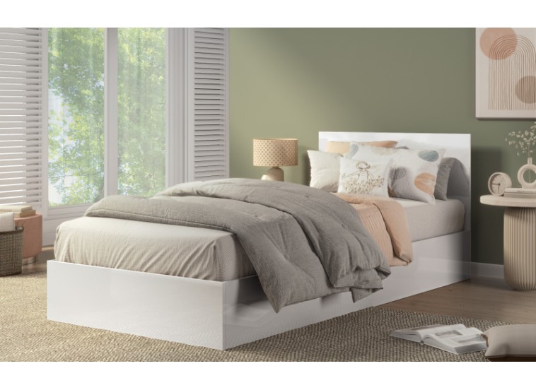 Κρεβάτι ξύλινο μονό High Λευκό 90/200, 204/90/94 εκ., Genomax