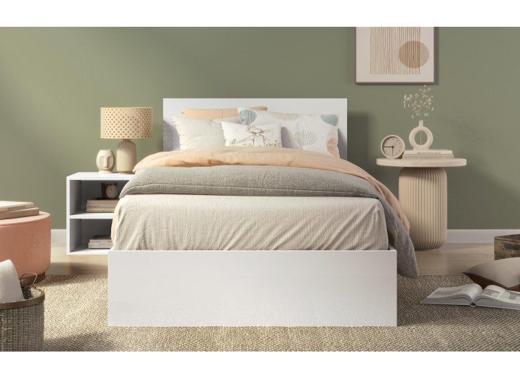 Κρεβάτι ξύλινο μονό High Λευκό 90/200, 204/90/94 εκ., Genomax