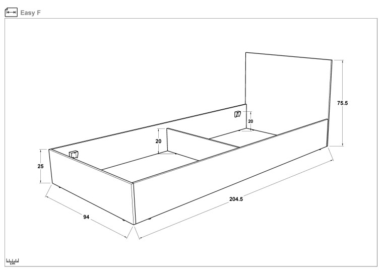Κρεβάτι ξύλινο μονό High Λευκό 90/200, 204/90/94 εκ., Genomax
