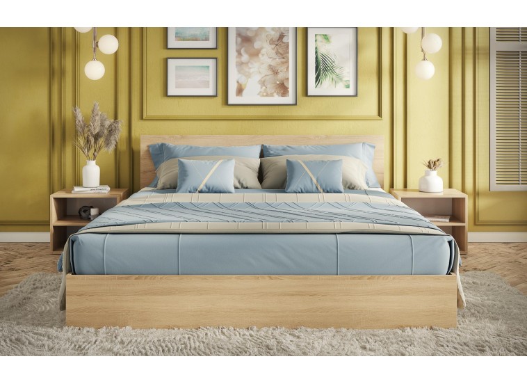 Κρεβάτι ξύλινο διπλό High Σόνομα, 160/200, 204/90/164 εκ., Genomax