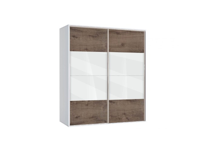 Ντουλάπα Συρόμενη, AVA 5 Λευκό/Καρυδί, 200x210x59, Genomax