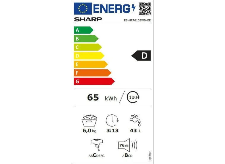 Πλυντήριο Ρούχων Ελεύθερο, ES-HFA6103WD, Sharp | All4home Πλυντήριο Ρούχων Ελεύθερο, ES-HFA6103WD, Sharp