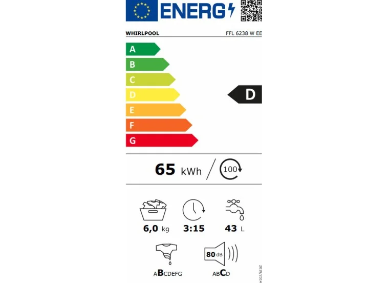 Πλυντήριο ρούχων FFL 6238 W EE Whirlpool | All4home Πλυντήριο ρούχων FFL 6238 W EE Whirlpool