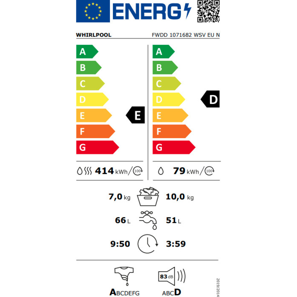 Πλυντήριο Στεγνωτήριο Ρούχων, FWDD 1071682 WSV EU N, Whirlpool