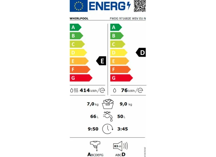 Πλυντήριο Στεγνωτήριο Ρούχων, FWDG 971682E WSV EU N, Whirlpool | All4home Πλυντήριο Στεγνωτήριο Ρούχων, FWDG 971682E WSV EU N, Whirlpool