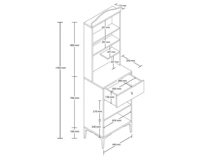 Έπιπλο Coffe Bar, Siesta 5202, 176x35x69 ,All4home