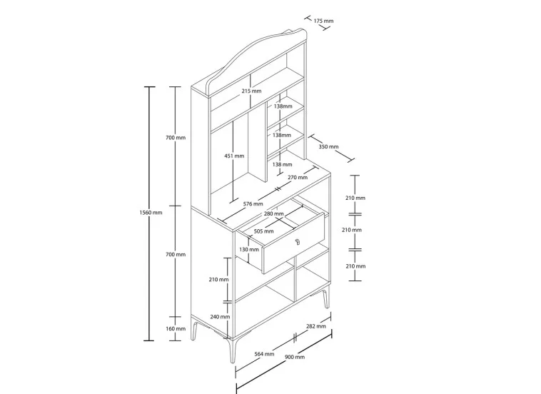 Έπιπλο Coffe Bar, Siesta 5222, 156x35x90 ,All4home