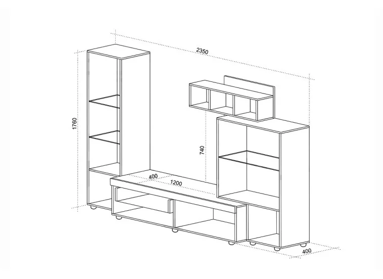 Σύνθετο Σαλονιού Galaxy, 234x40x176, Genomax | All4home Σύνθετο Σαλονιού Galaxy, 234x40x176, Genomax