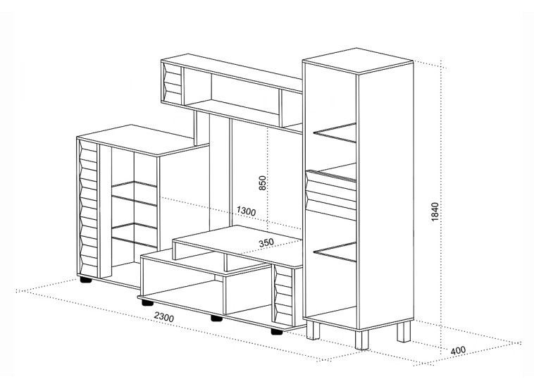 Σύνθετο Σαλονιού Zara, 230x40x184, Genomax | All4home Σύνθετο Σαλονιού Zara, 230x40x184, Genomax