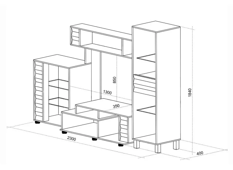 Σύνθετο Σαλονιού Zara, 230x40x184, Genomax | All4home Σύνθετο Σαλονιού Zara, 230x40x184, Genomax