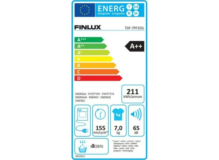 Στεγνωτήριο Ρούχων 9 kg, A++ TDF-9AD3, Finlux Στεγνωτήριο Ρούχων 9 kg, A++ TDF-9AD3, Finlux