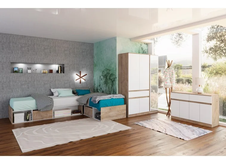 Σετ Κρεβατοκάμαρας 4 τεμαχίων, Κ-962, 90/200, Genomax | All4home Σετ Κρεβατοκάμαρας 4 τεμαχίων, Κ-962, 90/200, Genomax
