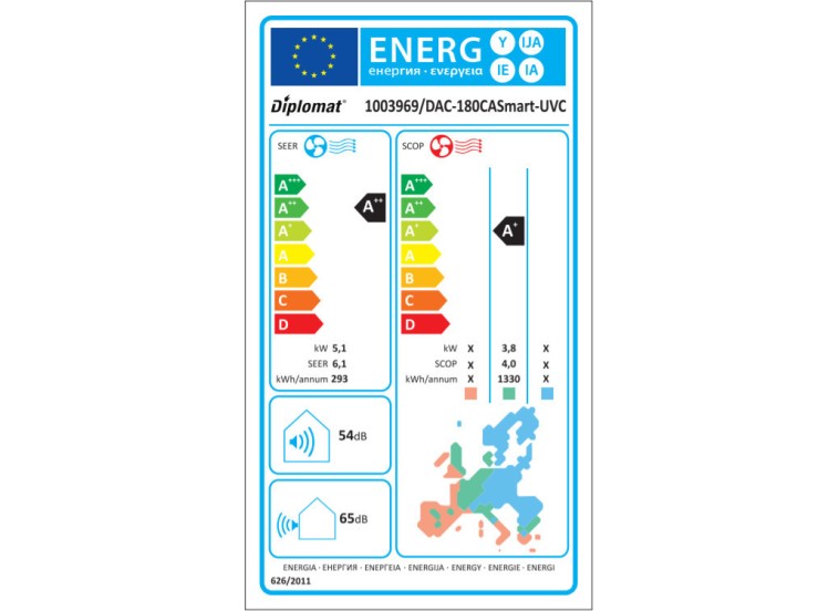 Κλιματιστικό Inverter 18000 BTU με Ιονιστή και WiFi, DAC-180CA Smart-UVC, Diplomat Κλιματιστικό Inverter 18000 BTU με Ιονιστή και WiFi, DAC-180CA Smart-UVC, Diplomat