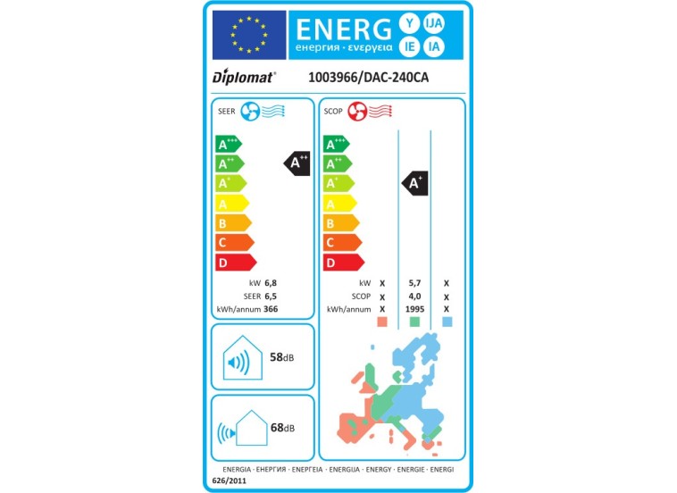 Κλιματιστικό Inverter 24000 BTU, A++/A+, DAC-240CA, Diplomat Κλιματιστικό Inverter 24000 BTU, A++/A+, DAC-240CA, Diplomat