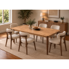 Σετ Τραπεζαρίας Nordic Walnut 7 Τεμαχίων με Υφασμάτινες Καρέκλες, All4home