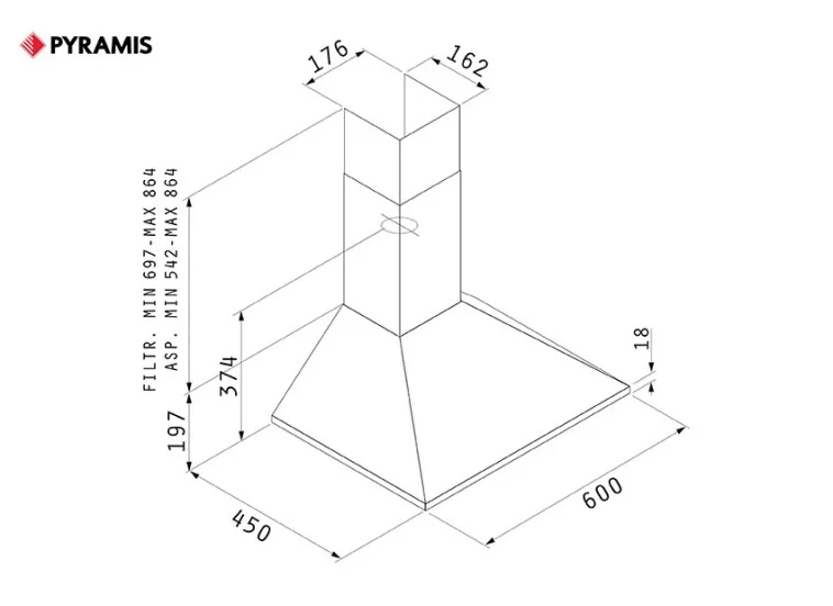 Απορροφητήρας κουζίνας καμινάδα, 60NN1 SU 32L, 60 cm, Pyramis Απορροφητήρας κουζίνας καμινάδα, 60NN1 SU 32L, 60 cm, Pyramis