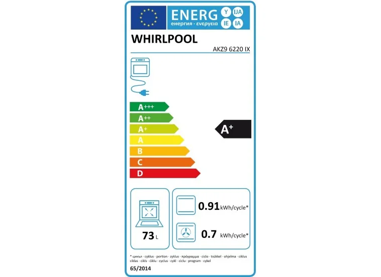 Εντοιχιζόμενος φούρνος, AKZ9 6220 IX, 73 L, A +, Whirlpool Εντοιχιζόμενος φούρνος, AKZ9 6220 IX, 73 L, A +, Whirlpool