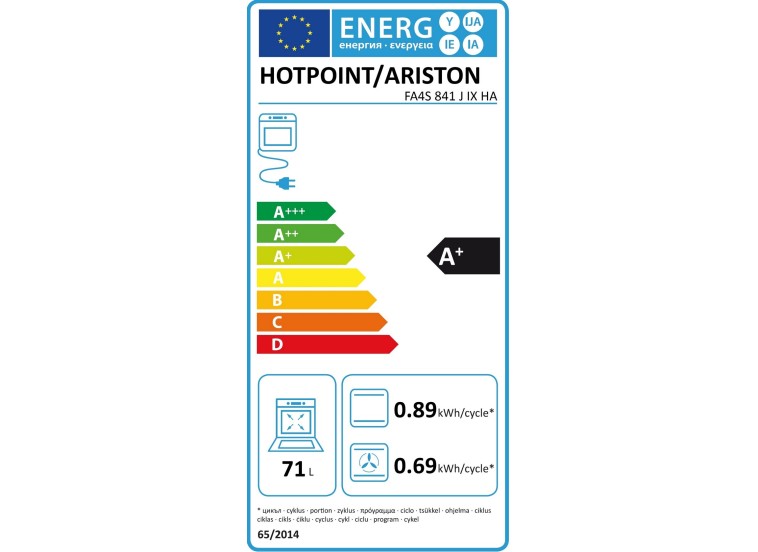 Εντοιχιζόμενος φούρνος, FA4S841J IX HA, 7Ι l, A+, Hotpoint-Ariston | All4home Εντοιχιζόμενος φούρνος, FA4S841J IX HA, 7Ι l, A+, Hotpoint-Ariston