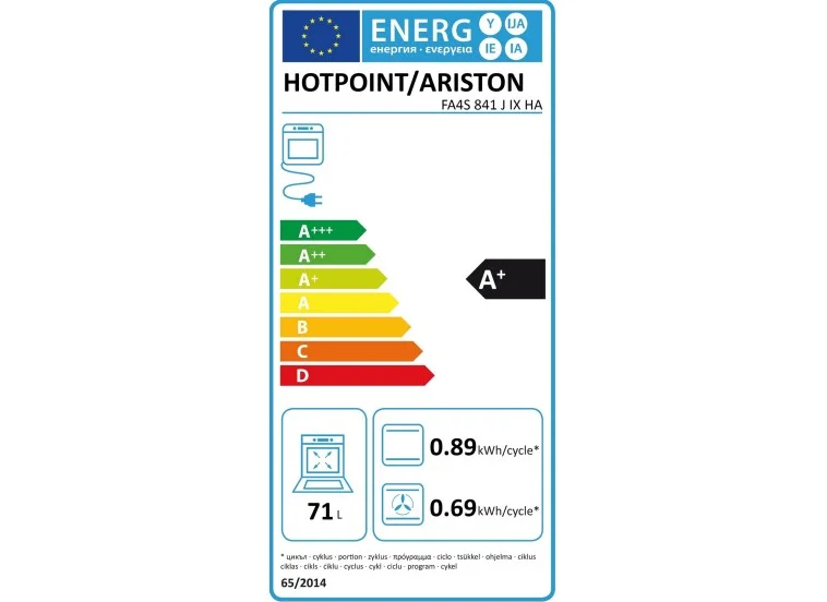 Εντοιχιζόμενος φούρνος, FA4S841J IX HA, 7Ι l, A+, Hotpoint-Ariston | All4home Εντοιχιζόμενος φούρνος, FA4S841J IX HA, 7Ι l, A+, Hotpoint-Ariston