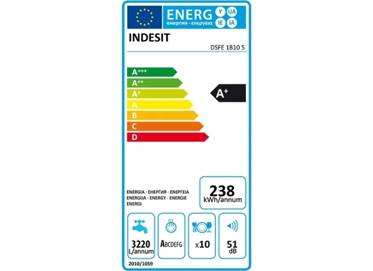 Πλυντήριο πιάτων, DSFE 1B10, Α+, Indesit