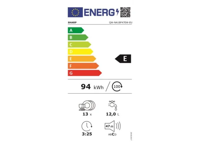 Πλυντήριο Πιάτων 49 kg, QW-NA1BF47EW, E, Sharp