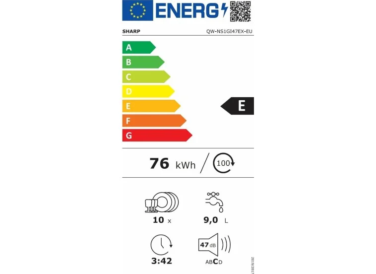 Εντοιχιζόμενο πλυντήριο πιάτων,QW-NS1GI47EX, 10 σετ, E, 45 W, mm,Sharp Εντοιχιζόμενο πλυντήριο πιάτων,QW-NS1GI47EX, 10 σετ, E, 45 W, mm,Sharp