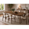 Σετ Τραπεζαρίας Nordic Walnut 7 Τεμαχίων με Υφασμάτινες Καρέκλες, All4home
