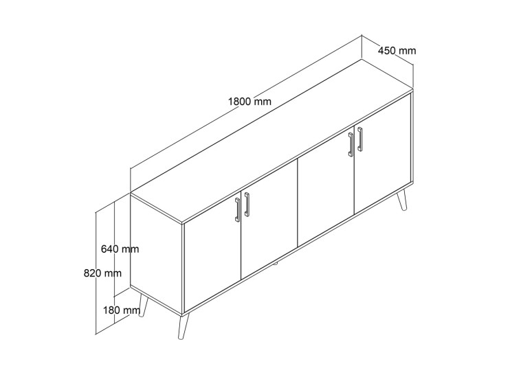 Μπουφές 1676 Hera, Π180xΜ45xΥ82 εκ., All4home