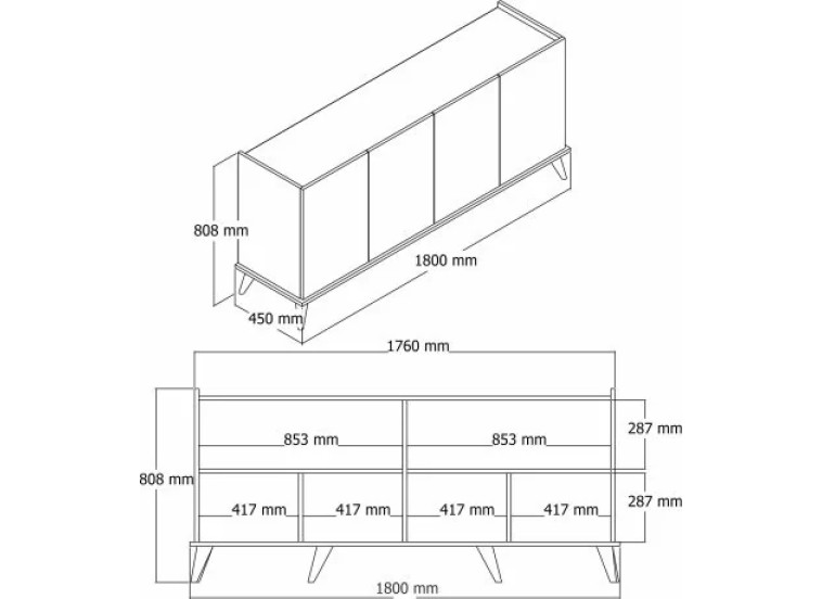 Μπουφές Elegante 1602, Π180xΜ45xΥ80,80 εκ., All4home