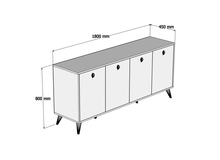 Μπουφές Elite 1618, Π180xΜ45xΥ80 εκ., All4home