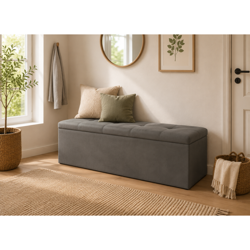 Σκαμπό αποθηκευτικό, TEXTIL, γκρι, 99/33/36 εκ., Genomax