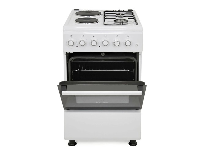 Κουζίνα 64lt με Εστίες Υγραερίου & Ρεύματος Π50εκ. Λευκή,ELC-500G,Muhler