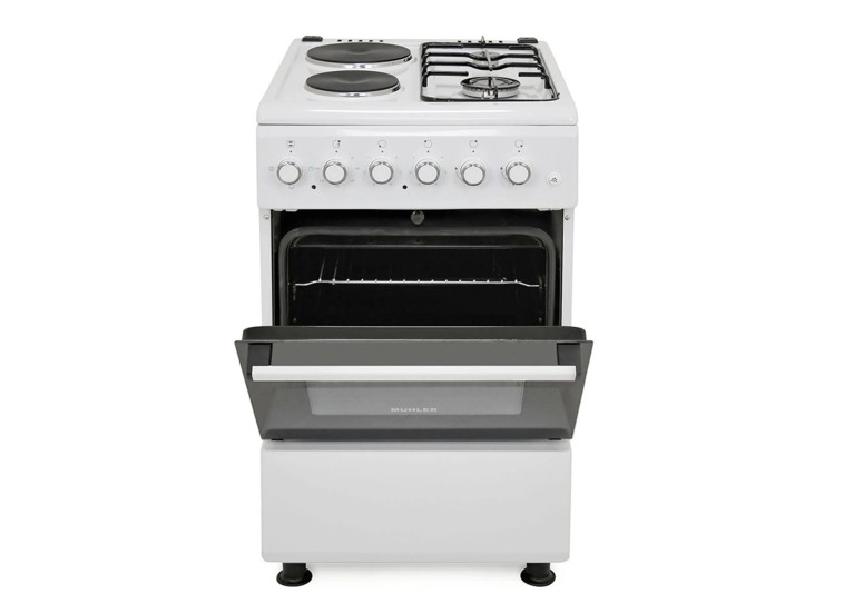 Κουζίνα 64lt με Εστίες Υγραερίου & Ρεύματος Π50εκ. Λευκή,ELC-500G,Muhler