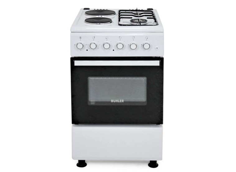 Κουζίνα 64lt με Εστίες Υγραερίου & Ρεύματος Π50εκ. Λευκή,ELC-500G,Muhler