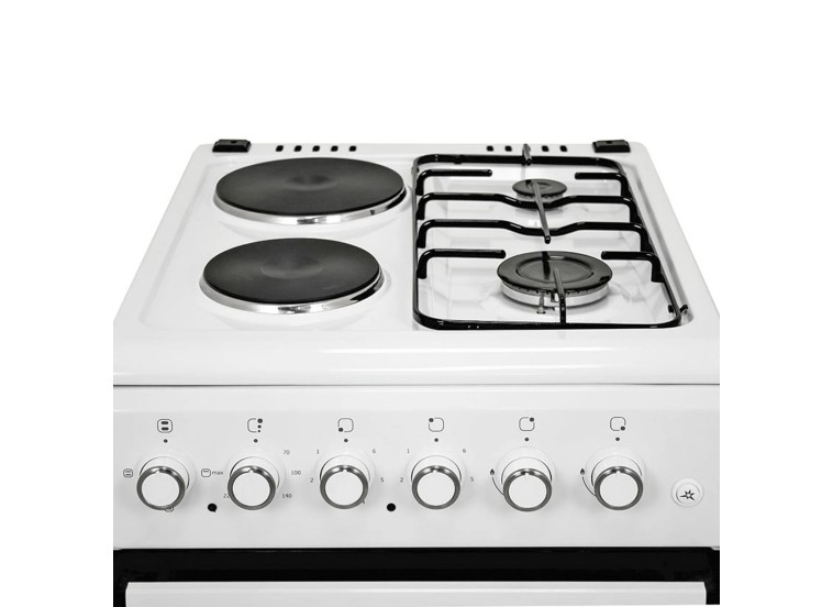 Κουζίνα 64lt με Εστίες Υγραερίου & Ρεύματος Π50εκ. Λευκή,ELC-500G,Muhler