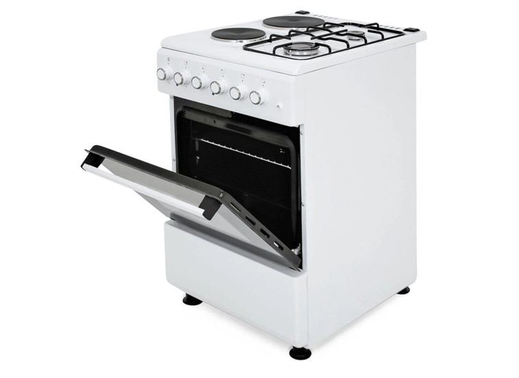 Κουζίνα 64lt με Εστίες Υγραερίου & Ρεύματος Π50εκ. Λευκή,ELC-500G,Muhler