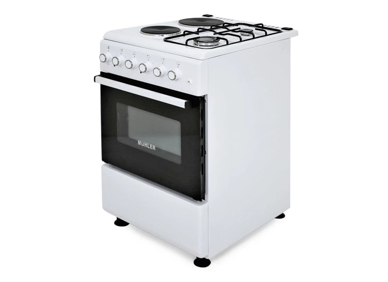 Κουζίνα 64lt με Εστίες Υγραερίου & Ρεύματος Π50εκ. Λευκή,ELC-500G,Muhler