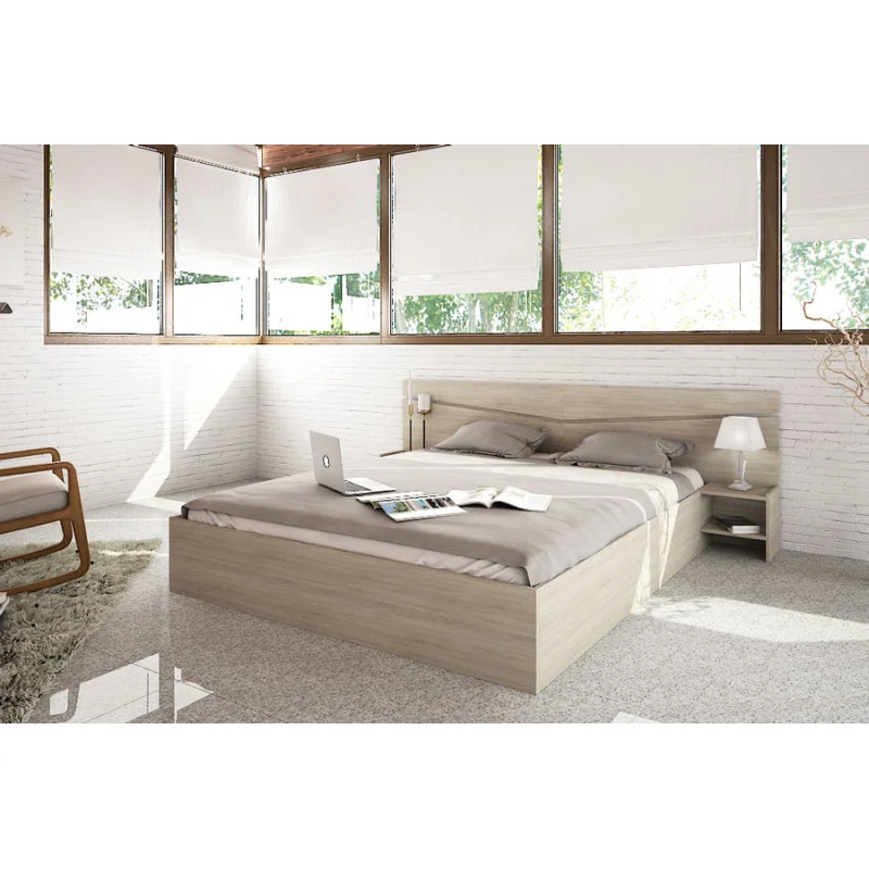 Σετ κρεβατοκάμαρας 3 τεμαχίων, Paris Σόνομα, με ΔΩΡΟ στρώμα 160x200 εκ. και μηχανισμό ανύψωσης, 226x78x206 εκ., κωδ. 1210001080, Genomax